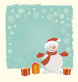Retro Christmas card with snowman vector image