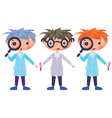 Cartoon scientists and magnifying glass eps10 cont vector image