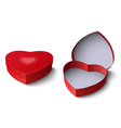 Opened and closed red gift box in shape of heart Opened and closed red gift box in shape of heart vector image