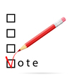 Checkboxes for voting with a red pencil vector image