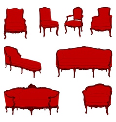 Authentic rococo armchairs vector image