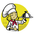 Girl chef presenting the meal vector image