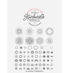 Collection of trendy hand drawn retro sunburst bu vector image