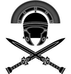 Roman helmet and swords third variant vector image