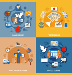 Postal service colorful compositions vector image