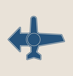 Airplane icon and destination arrow vector image