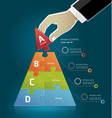 Businessman hand making a pyramid puzzle options vector image