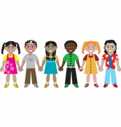 Kids hold hands vector image