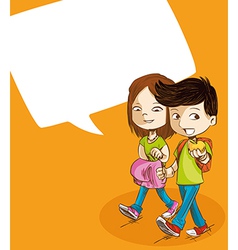 Back to school education kids with social bubble vector image