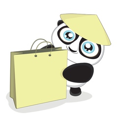 Cartoon panda with bag vector image