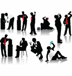 Drinking men silhouettes vector image