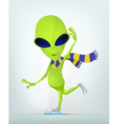 Cartoon Alien Ice Skating vector image