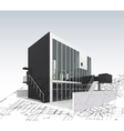 Architecture model house with plan and blueprints vector image