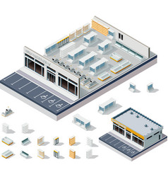 Isometric DIY supermarket interior plan vector image