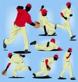 Baseball Player Silhouette set vector image