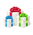 Set of colorful gift boxes with bows and ribbons vector image