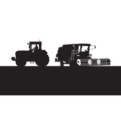 Combine and tractor vector image