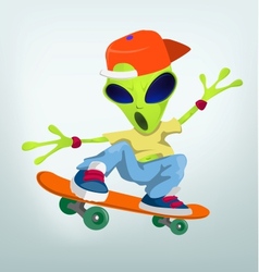 Cartoon Alien Skateboarding vector image
