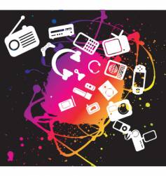 Electronic gadgets grunge splat vector image