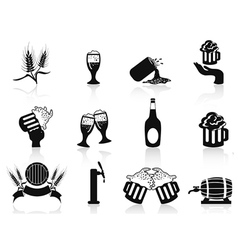 Black beer icons set vector image