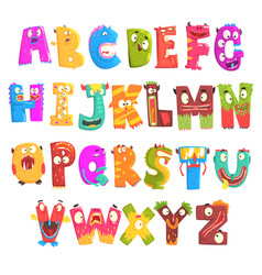 Colorful cartoon children english alphabet with vector image