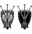 Three swords and shield stencil vector image