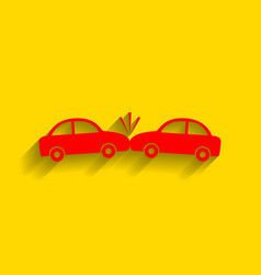 Crashed cars sign red icon with soft vector image