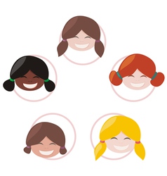 Happy mulicultural girls group vector image