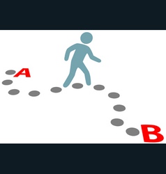 Person walk follow path plan point a to b vector image