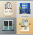 Balcony design compositions set Balcony design compositions set vector image
