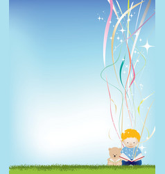 Boy reading magic vector image