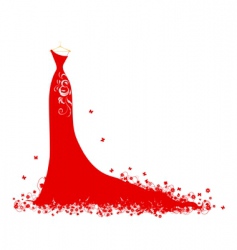 Wedding dress red on hangers vector image