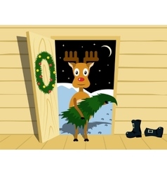 Rudolph with the Christmas tree Rudolph with the Christmas tree vector image