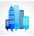 Blue abstract cityscape with speach bubble vector image