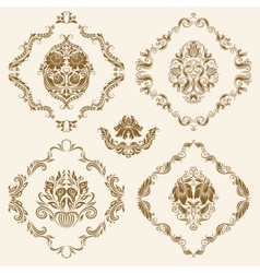Set of damask ornaments vector image