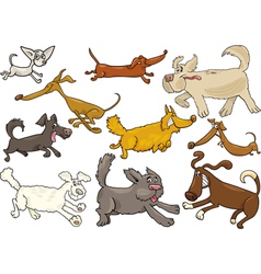 Cartoon playful running dogs set vector image