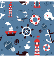 Seamless pattern with sea icons - abstract vector image