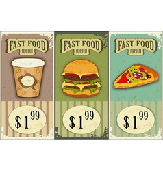 Vintage fast food labels vector image