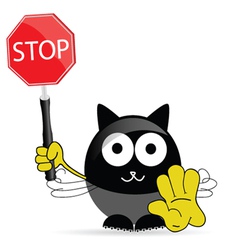 Sweet and cute cat with sign stop vector image