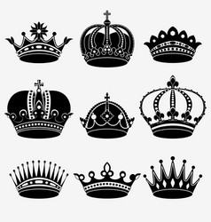 Set of nine crown vector image