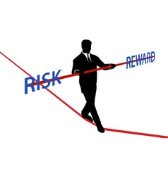 Business man tightrope balance risk reward vector image