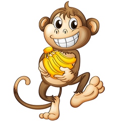 A happy monkey with bananas vector image