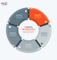Circle chart infographic template with 5 options vector image