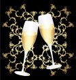 Golden flower cups of champagne vector image