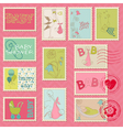 Baby girl postage stamps vector image