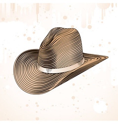 Cowboy hat in engraving style - Cowboy hat in engraving style - vector image
