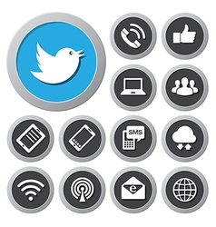 Mobile devices and network icons set vector image