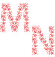 Hand drawing ornamental alphabet letter mn vector image
