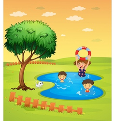Kids enjoying in the pool vector image
