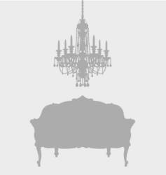 Chandelier and french lounge chair vector image